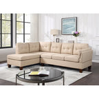 Canapé d'angle moderne Dalia Linen avec méridienne côté gauche