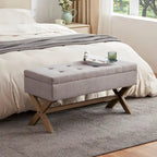 Upholstered Storage Bench with X-Shaped Legs - 36 Inch