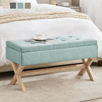 Upholstered Storage Bench with X-Shaped Legs - 36 Inch