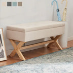 Upholstered Storage Bench with X-Shaped Legs - 36 Inch