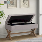 Upholstered Storage Bench with X-Shaped Legs - 36 Inch