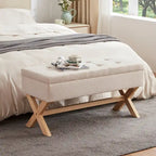 Upholstered Storage Bench with X-Shaped Legs - 36 Inch