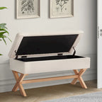 Upholstered Storage Bench with X-Shaped Legs - 36 Inch