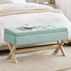 Upholstered Storage Bench with X-Shaped Legs - 36 Inch