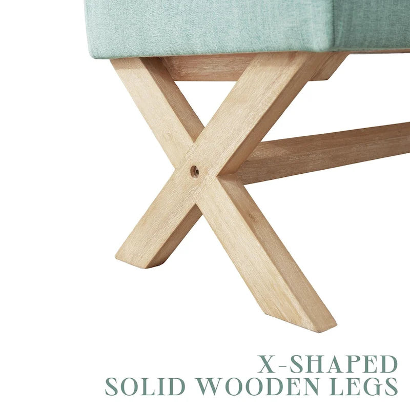 Upholstered Storage Bench with X-Shaped Legs - 36 Inch
