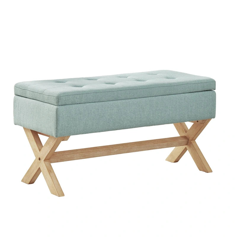 Upholstered Storage Bench with X-Shaped Legs - 36 Inch