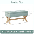 Upholstered Storage Bench with X-Shaped Legs - 36 Inch