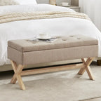 Upholstered Storage Bench with X-Shaped Legs - 36 Inch