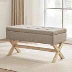 Upholstered Storage Bench with X-Shaped Legs - 36 Inch