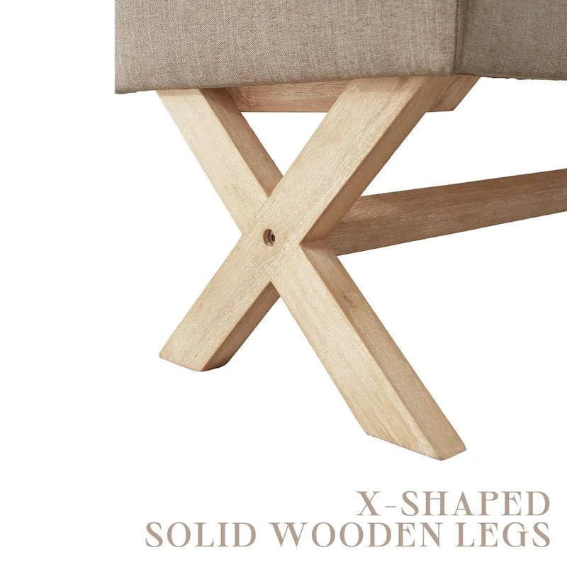 Upholstered Storage Bench with X-Shaped Legs - 36 Inch
