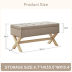 Upholstered Storage Bench with X-Shaped Legs - 36 Inch