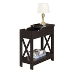 Flip Top End Table with Charging Station and Shelf