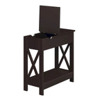 Flip Top End Table with Charging Station and Shelf