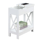 Flip Top End Table with Charging Station and Shelf