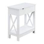Flip Top End Table with Charging Station and Shelf