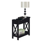 Flip Top End Table with Charging Station and Shelf