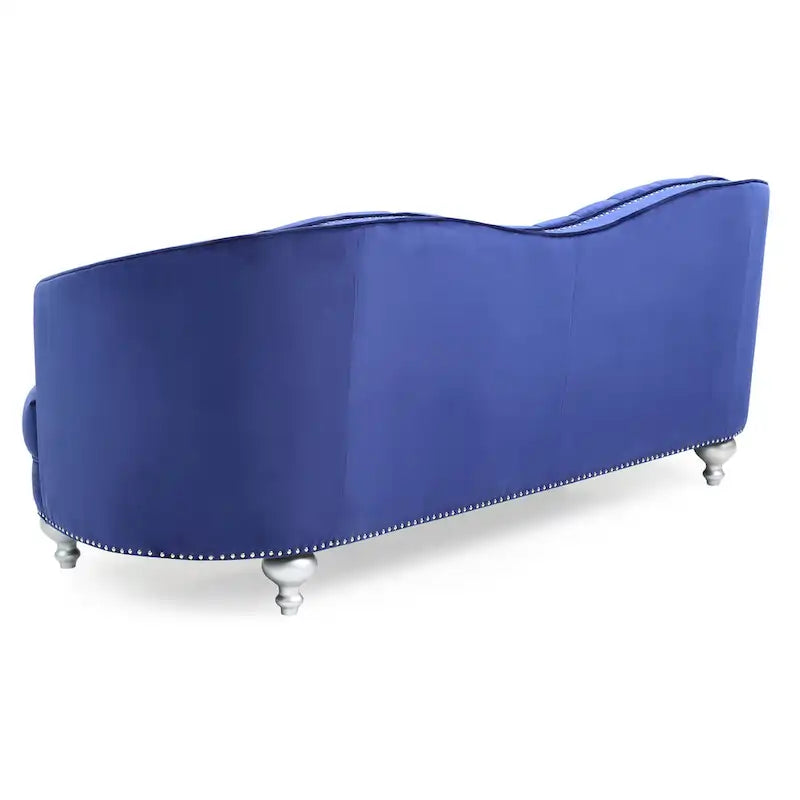 Velvet Tufted Sofa with Nailhead Trim - Seats 3