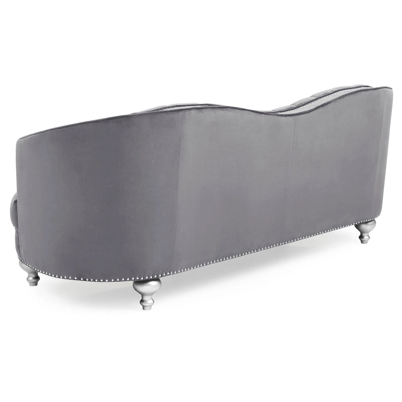 Velvet Tufted Sofa with Nailhead Trim - Seats 3