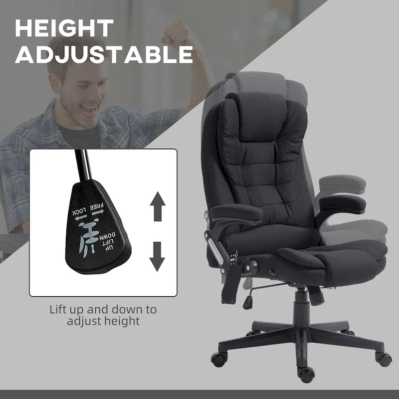 High Back Office Chair with 6-Point Massage and Heat - Reclining