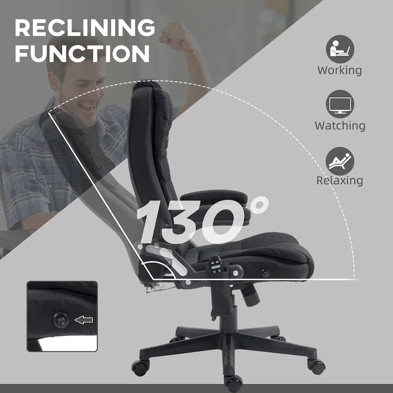 High Back Office Chair with 6-Point Massage and Heat - Reclining