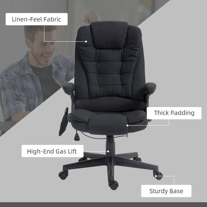 High Back Office Chair with 6-Point Massage and Heat - Reclining
