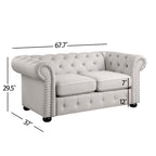 Ensemble canapé et causeuse chesterfield 2 pièces à accoudoirs roulés et capitonnés Corvus Aleksis