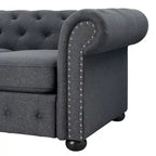 Ensemble canapé et causeuse chesterfield 2 pièces à accoudoirs roulés et capitonnés Corvus Aleksis