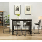 Table en bois noir antique 7 pièces Lotusville de Roundhill Furniture avec tabourets de bar en similicuir