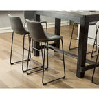 Table en bois noir antique 7 pièces Lotusville de Roundhill Furniture avec tabourets de bar en similicuir
