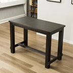 Table en bois noir antique 7 pièces Lotusville de Roundhill Furniture avec tabourets de bar en similicuir