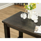 Table en bois noir antique 7 pièces Lotusville de Roundhill Furniture avec tabourets de bar en similicuir