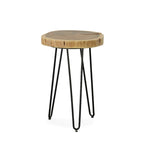 Carolina Living Seti Live Edge Accent Table - Natural Top - Black Base
