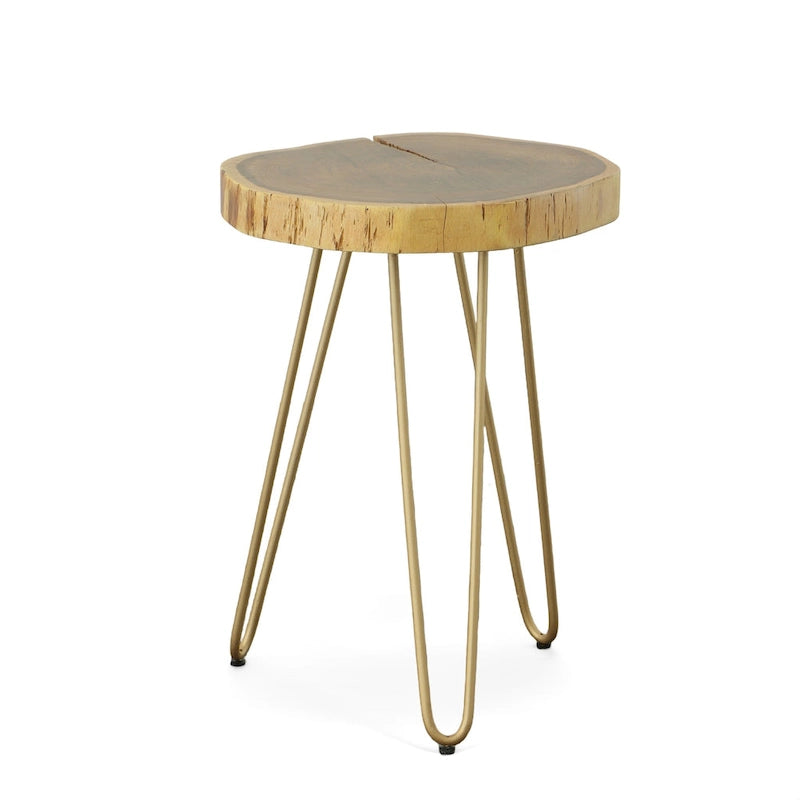 Carolina Living Seti Live Edge Accent Table - Natural Top - Black Base