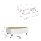 TUHOME Gambia Coffee Table with Lift Top, Concealed Storage and 4 Legs