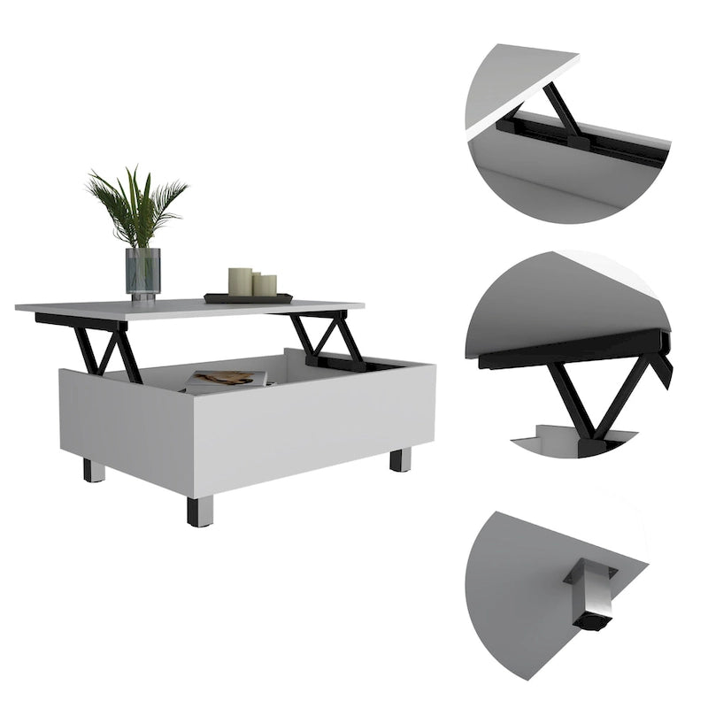 TUHOME Gambia Coffee Table with Lift Top, Concealed Storage and 4 Legs