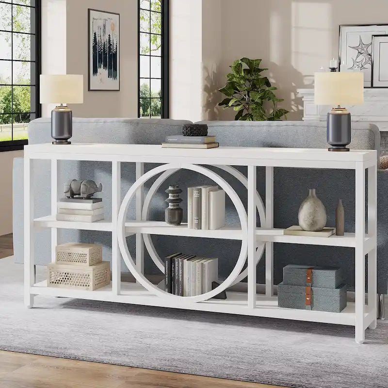 70.9 Inch Extra Long Console Table with 3-Tier Storage Shelves