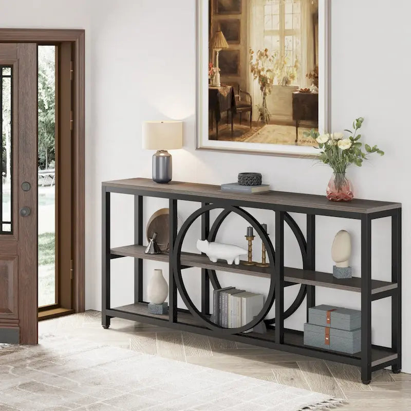 70.9 Inch Extra Long Console Table with 3-Tier Storage Shelves