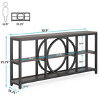70.9 Inch Extra Long Console Table with 3-Tier Storage Shelves