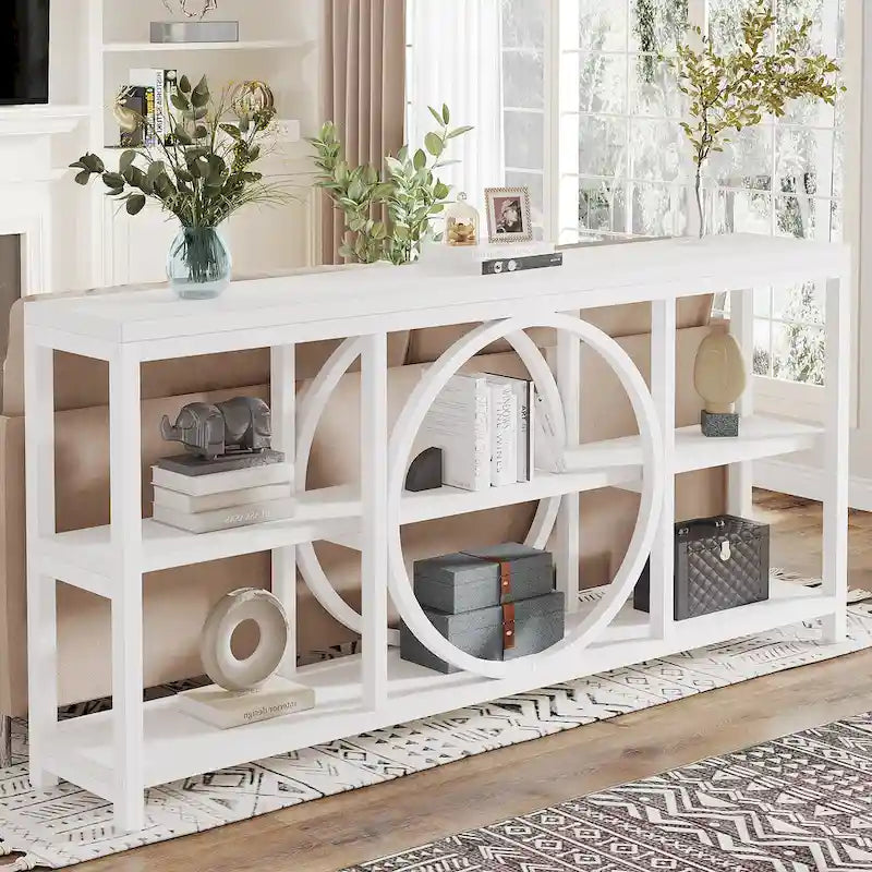 70.9 Inch Extra Long Console Table with 3-Tier Storage Shelves