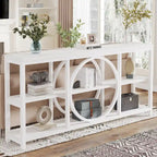 70.9 Inch Extra Long Console Table with 3-Tier Storage Shelves