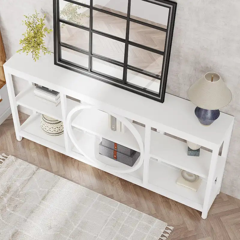 70.9 Inch Extra Long Console Table with 3-Tier Storage Shelves