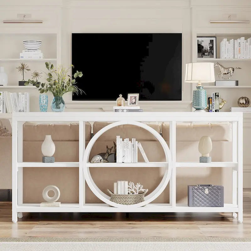 70.9 Inch Extra Long Console Table with 3-Tier Storage Shelves