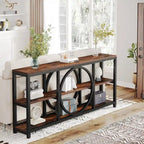 70.9 Inch Extra Long Console Table with 3-Tier Storage Shelves