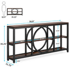 70.9 Inch Extra Long Console Table with 3-Tier Storage Shelves
