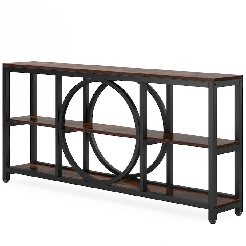 70.9 Inch Extra Long Console Table with 3-Tier Storage Shelves