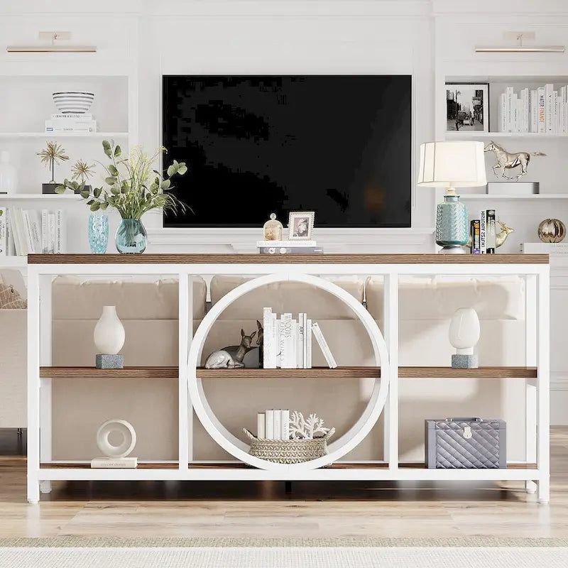 70.9 Inch Extra Long Console Table with 3-Tier Storage Shelves