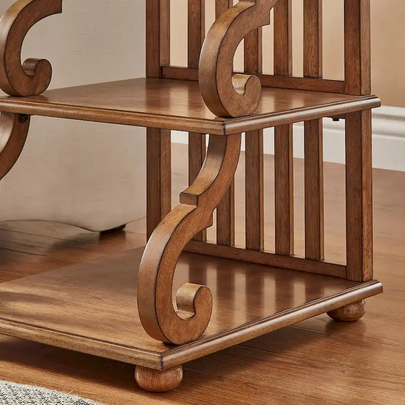 Table d'appoint en bois sculpté à 3 niveaux