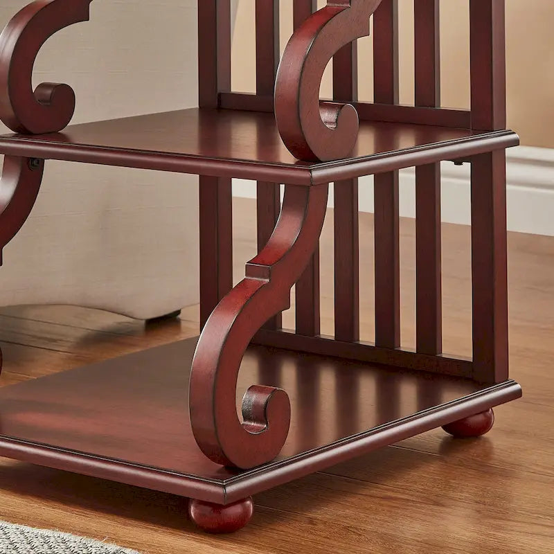 Table d'appoint en bois sculpté à 3 niveaux