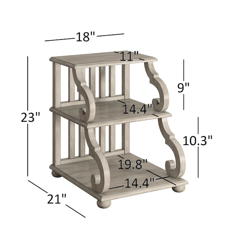 Table d'appoint en bois sculpté à 3 niveaux