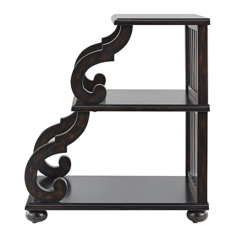 Table d'appoint en bois sculpté à 3 niveaux